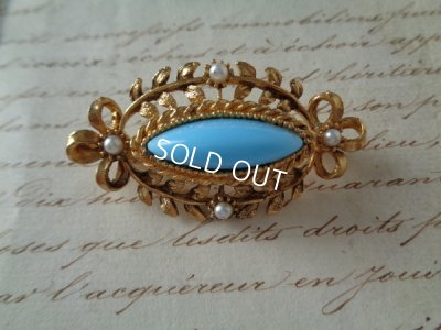 画像2: イギリス製ブルーガラスブローチ