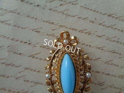 画像6: イギリス製ブルーガラスブローチ