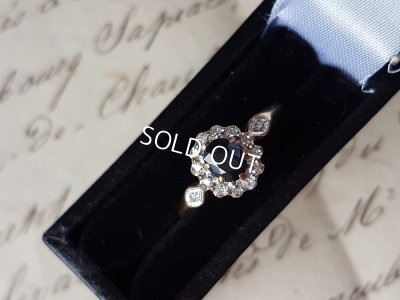 画像2: 英国製9Kサファイアとダイアモンドリング