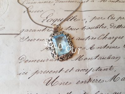 画像2: ブルーガラスシルバーペンダントトップ