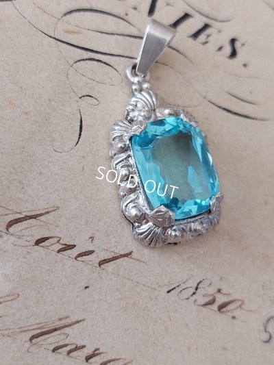 画像8: アンティークシルバーアクアマリンペンダントトップ