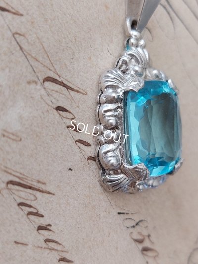 画像9: アンティークシルバーアクアマリンペンダントトップ
