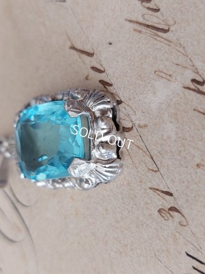 画像10: アンティークシルバーアクアマリンペンダントトップ