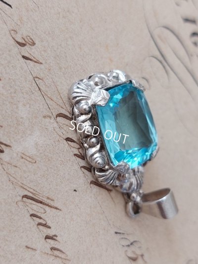 画像11: アンティークシルバーアクアマリンペンダントトップ