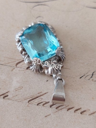 画像12: アンティークシルバーアクアマリンペンダントトップ