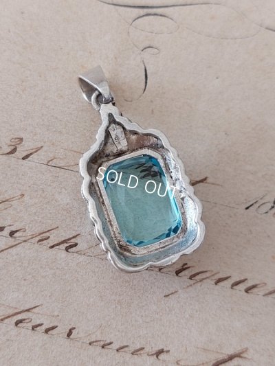 画像13: アンティークシルバーアクアマリンペンダントトップ