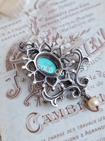 画像10: ターコイズと淡水パールペンダントトップ