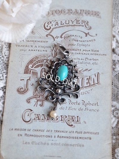 画像9: ターコイズと淡水パールペンダントトップ