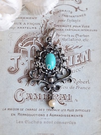 画像8: ターコイズと淡水パールペンダントトップ