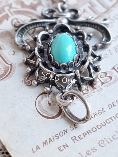 画像6: ターコイズと淡水パールペンダントトップ