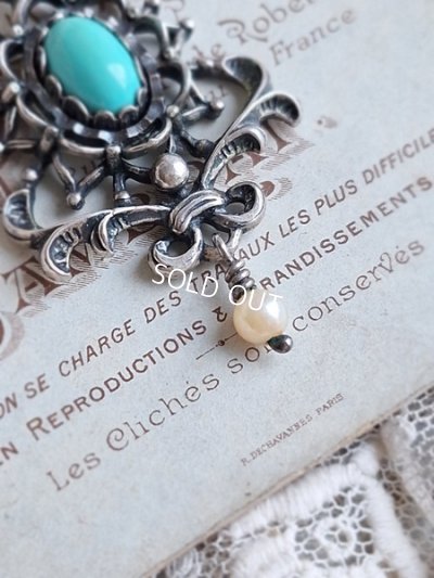 画像4: ターコイズと淡水パールペンダントトップ