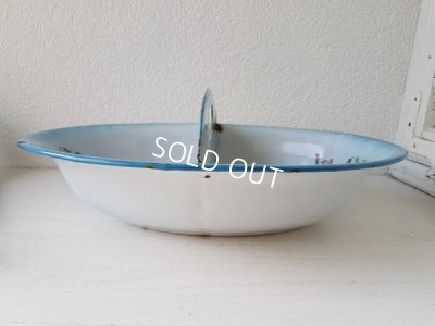 画像7: Japy社ホーローすみれ柄持ち手付ベイスン