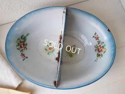 画像2: Japy社ホーローすみれ柄持ち手付ベイスン