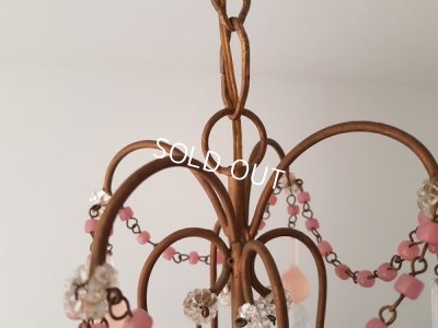 画像3: ピンクオパリンガラスシャンデリア