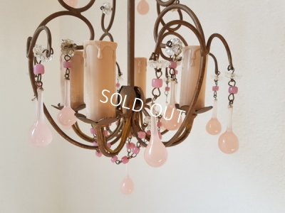画像4: ピンクオパリンガラスシャンデリア