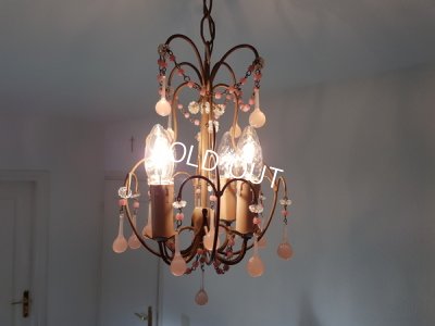 画像10: ピンクオパリンガラスシャンデリア