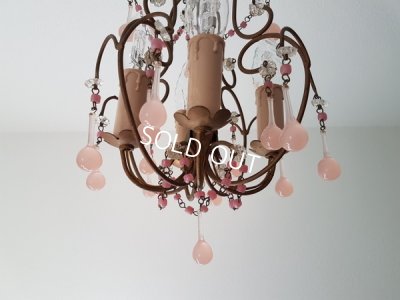 画像11: ピンクオパリンガラスシャンデリア