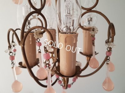 画像17: ピンクオパリンガラスシャンデリア
