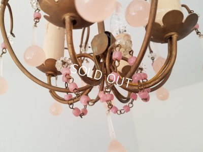 画像19: ピンクオパリンガラスシャンデリア