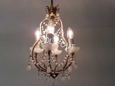 画像15: ホワイトオパリンガラスシャンデリア