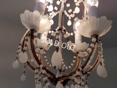 画像17: ホワイトオパリンガラスシャンデリア