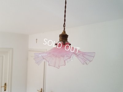 画像2: ピンクオパールセントガラスランプシェード