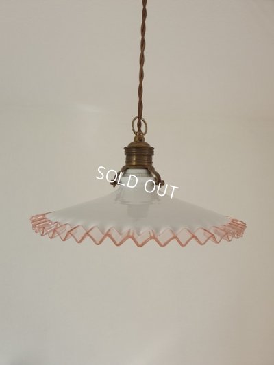 画像2: ピンクリムフリルガラスランプシェード