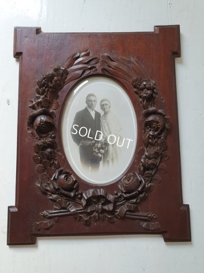 画像2: アンティークリボンと花のレリーフフォトフレーム