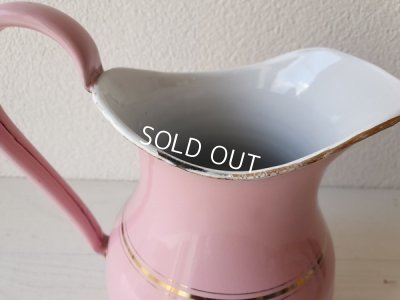 画像5: アンティークピンクホーローピッチャー&ベイスン