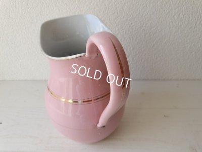 画像9: アンティークピンクホーローピッチャー&ベイスン