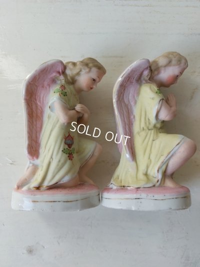 画像5: アンティークビスクペアエンジェル像
