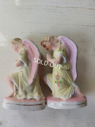 画像6: アンティークビスクペアエンジェル像