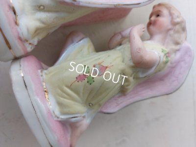 画像13: アンティークビスクペアエンジェル像