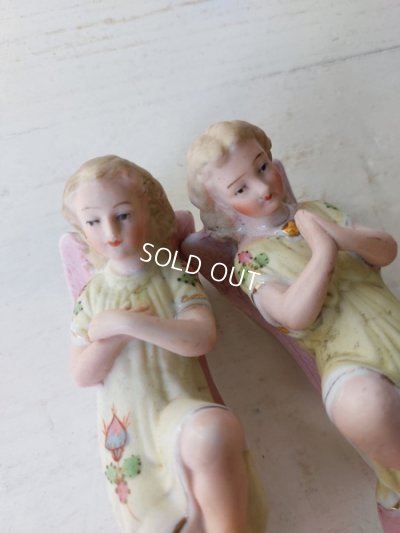 画像7: アンティークビスクペアエンジェル像