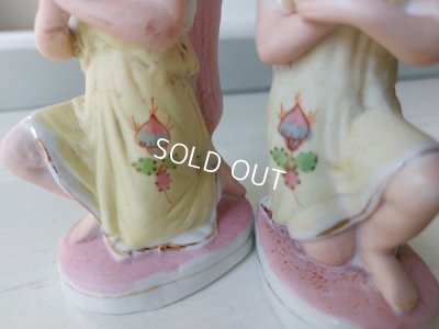 画像12: アンティークビスクペアエンジェル像