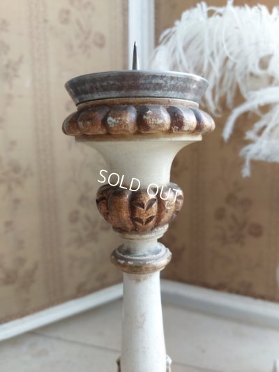 画像6: アンティークウッドキャンドルスティック