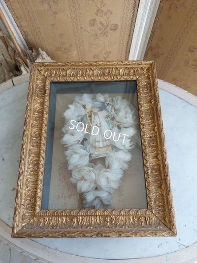 画像2: アンティークコミュニオン布花冠フレーム