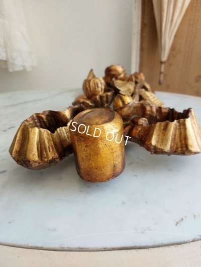 画像9: アンティークウッドローズ装飾パーツ