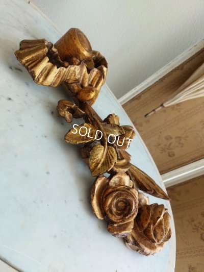 画像10: アンティークウッドローズ装飾パーツ