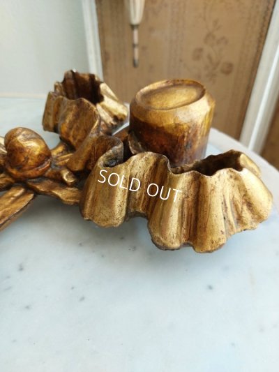 画像6: アンティークウッドローズ装飾パーツ