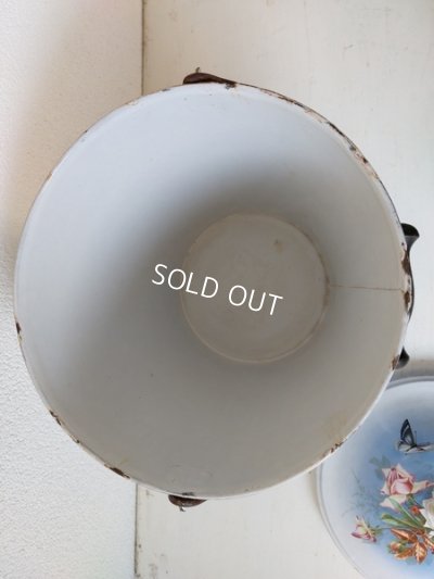 画像9: BFアンティークホーローローズ柄ペイル