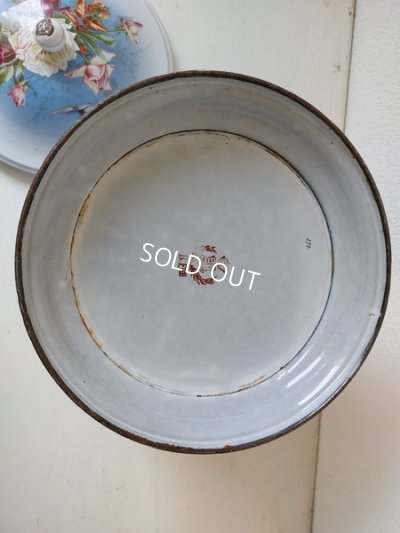 画像7: BFアンティークホーローローズ柄ペイル