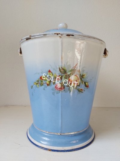 画像5: BFアンティークホーローローズ柄ペイル