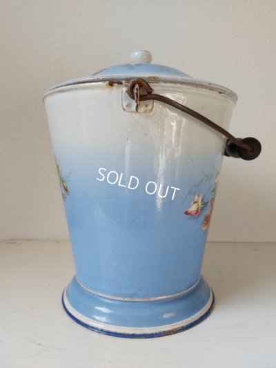 画像6: BFアンティークホーローローズ柄ペイル