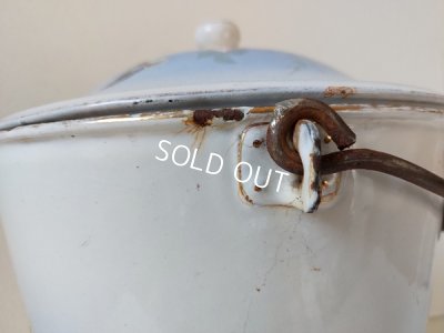 画像15: BFアンティークホーローローズ柄ペイル