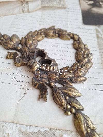 画像3: アンティークリースとリボンの装飾パーツ