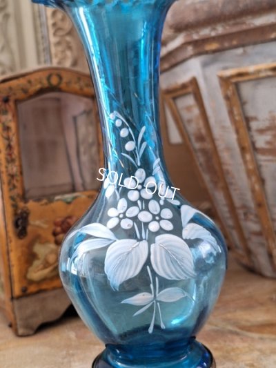 画像2: アンティークブルーガラス一輪挿し