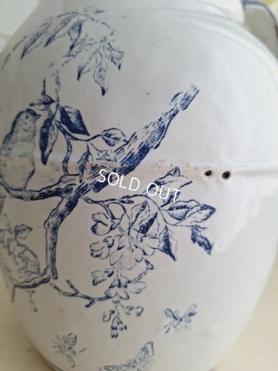 画像9: アンティークホーロー小鳥柄ピッチャー