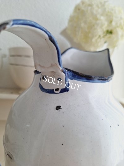 画像13: アンティークホーロー小鳥柄ピッチャー