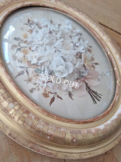 画像6: アンティークボウルガラス布花ブーケ入額